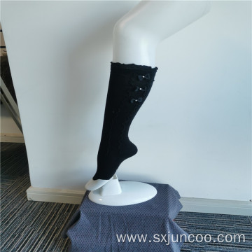 Elegant Black Bowknot Lace Girls' Fashion Knee-highs Socks